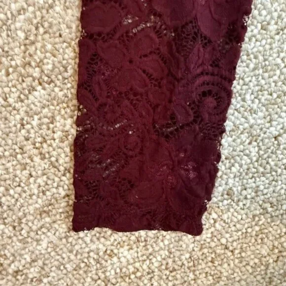Lily & Lola Womens Lace Bodycon Dress Burgundy Stretch Size XL - Picture 10 of 10